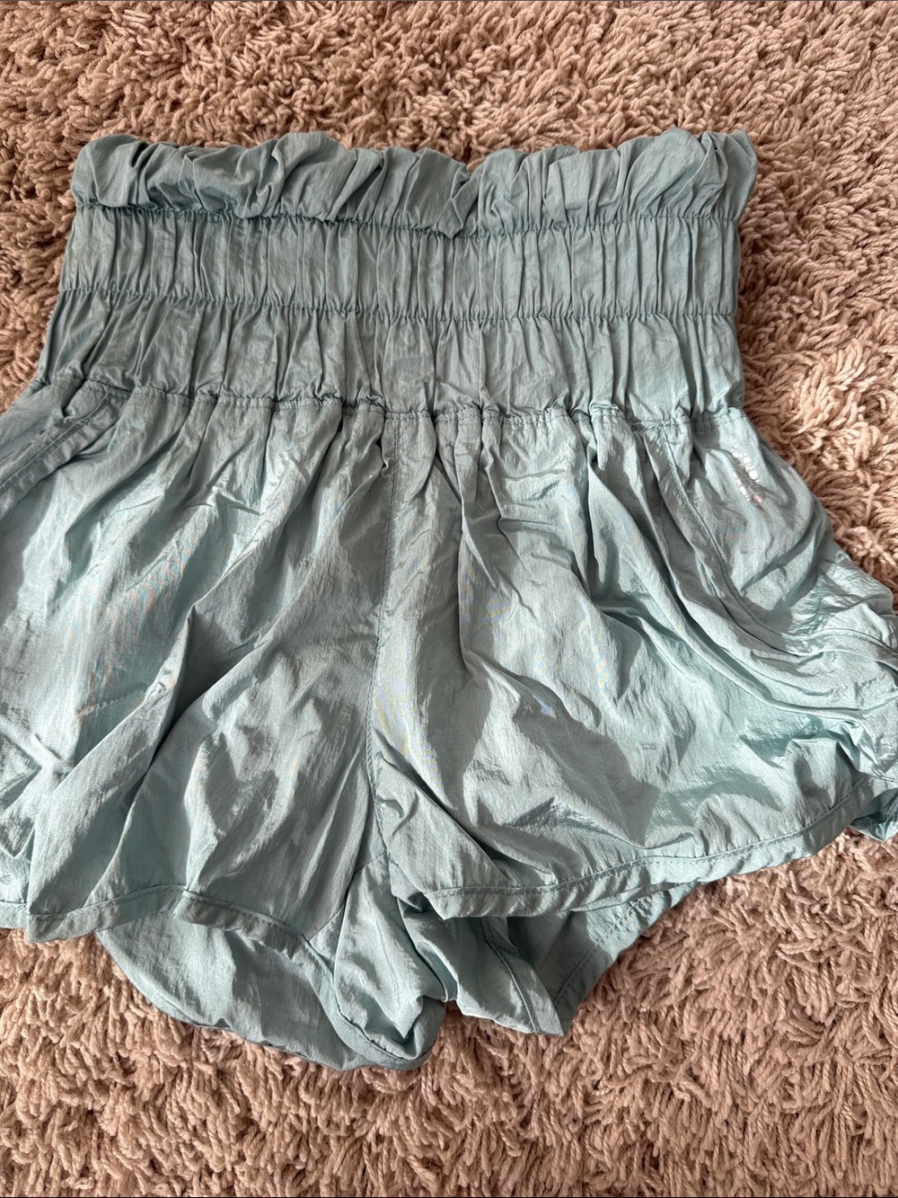Free People Movement Smocked High-Waist Women's Shorts - Light Green XS